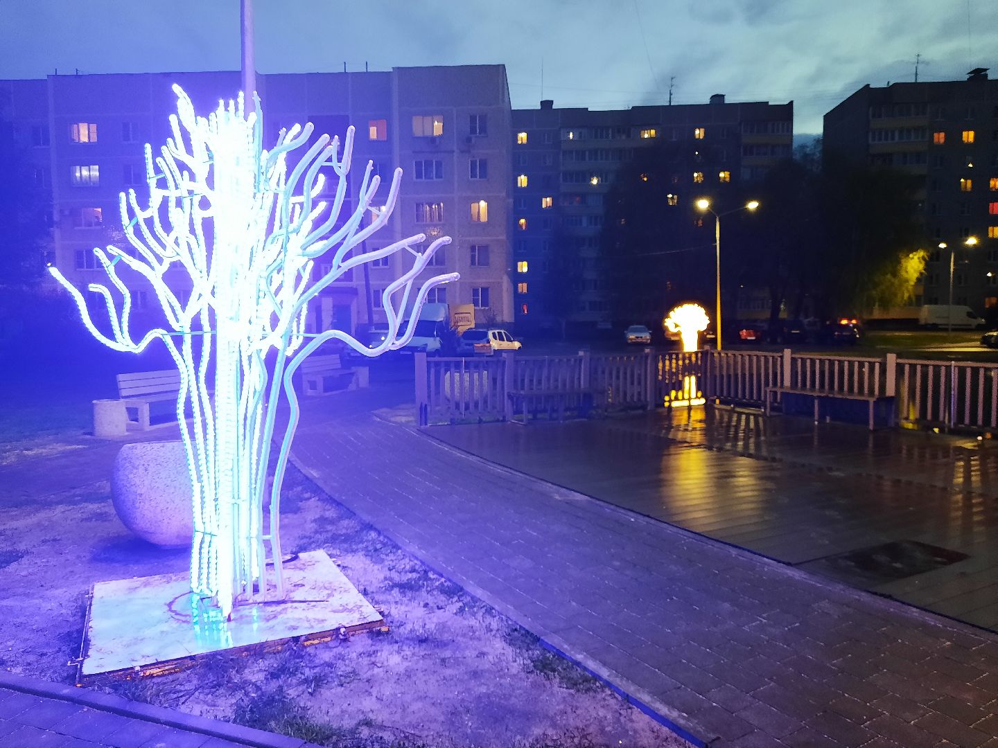 шатура, иллюминация,ночной город,