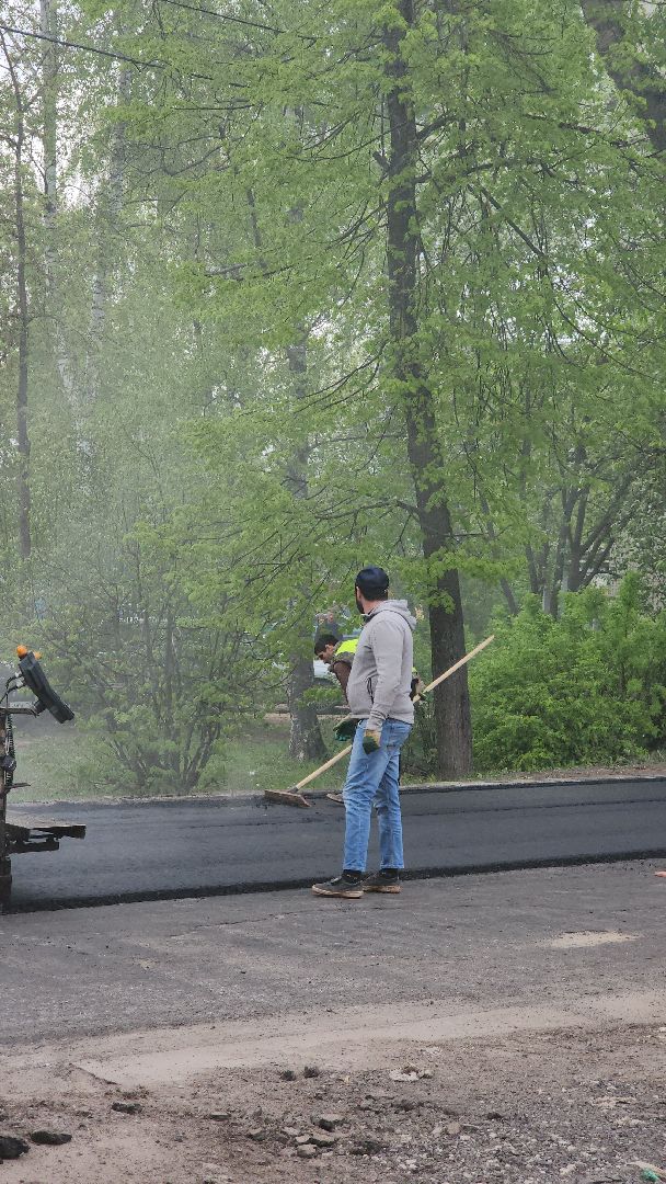 Дубна, Ремонт дорог, Плановый ремонт, Укладка асфальта,