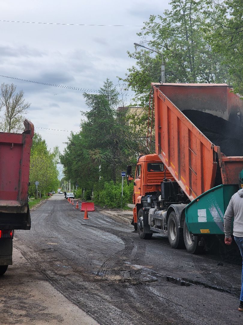 Дубна, Ремонт дорог, Плановый ремонт, Укладка асфальта,