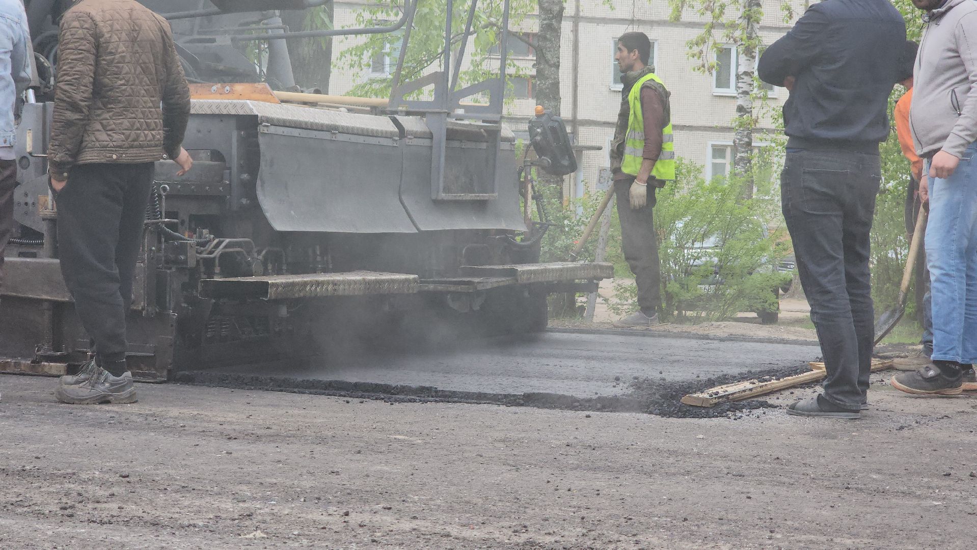 Дубна, Ремонт дорог, Плановый ремонт, Укладка асфальта,