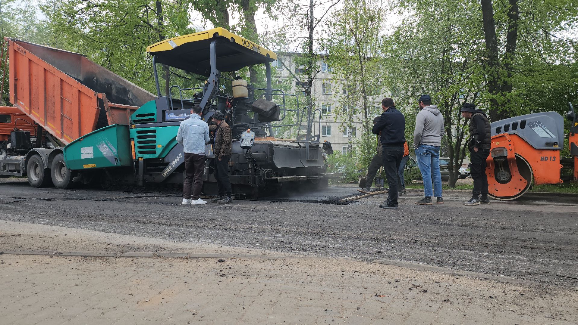 Дубна, Ремонт дорог, Плановый ремонт, Укладка асфальта,