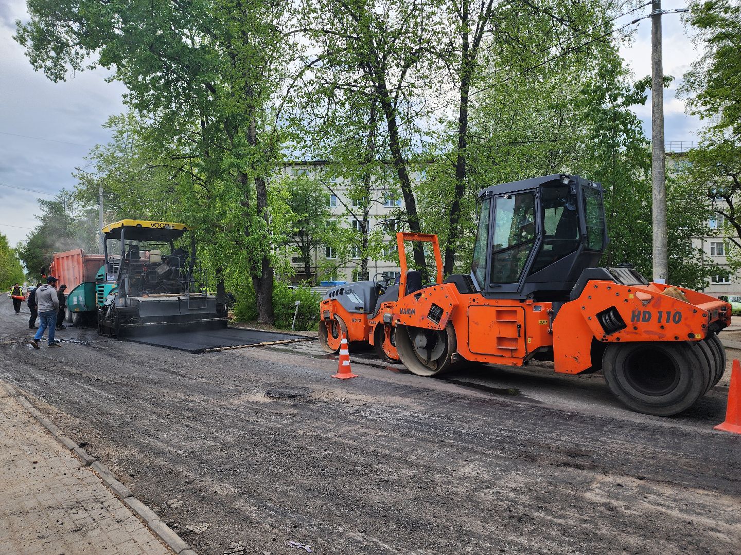 Дубна, Ремонт дорог, Плановый ремонт, Укладка асфальта,