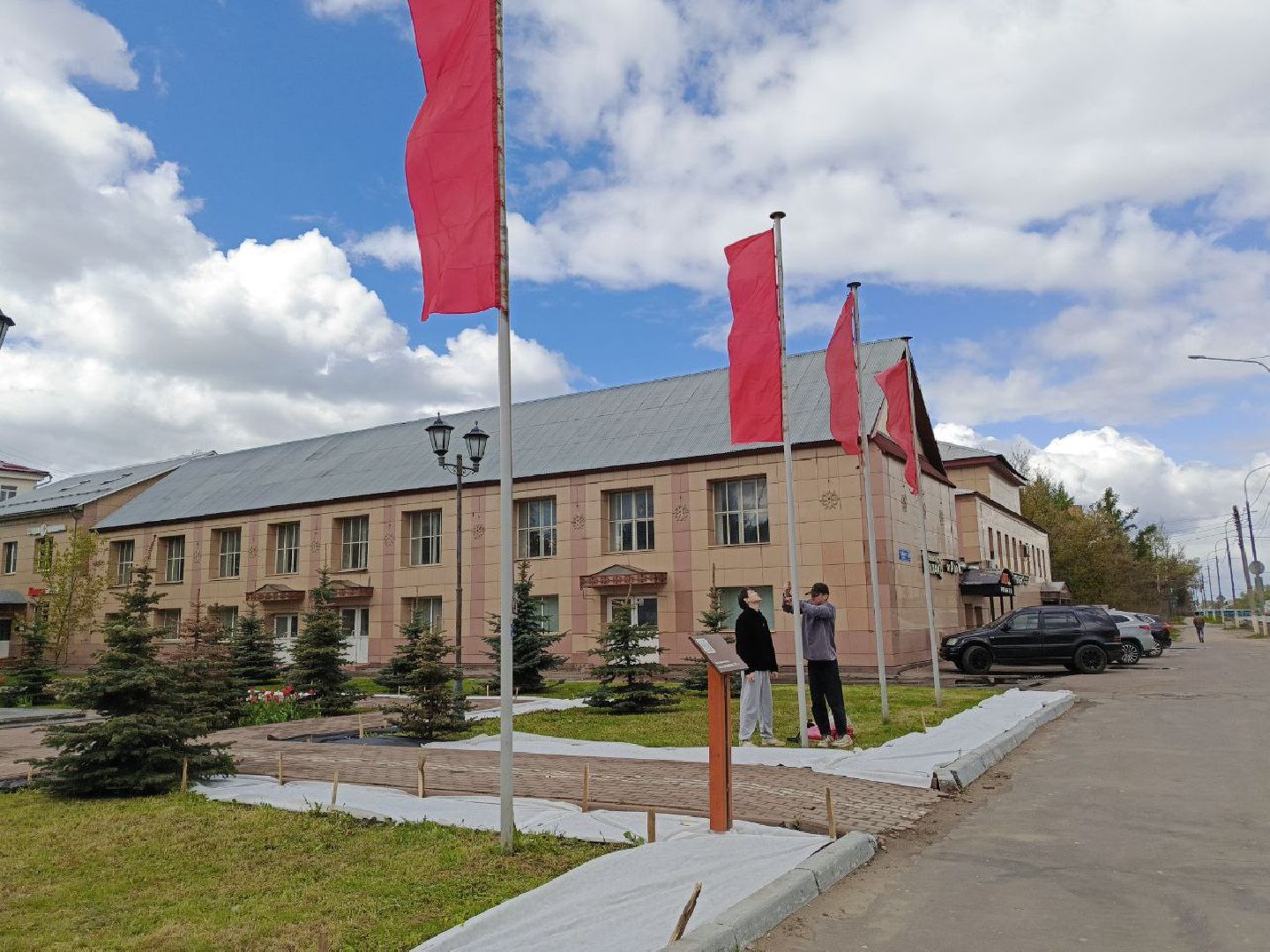 Солнечногорск, 9 мая, подготовка к празднику, советская площадь, день победы,