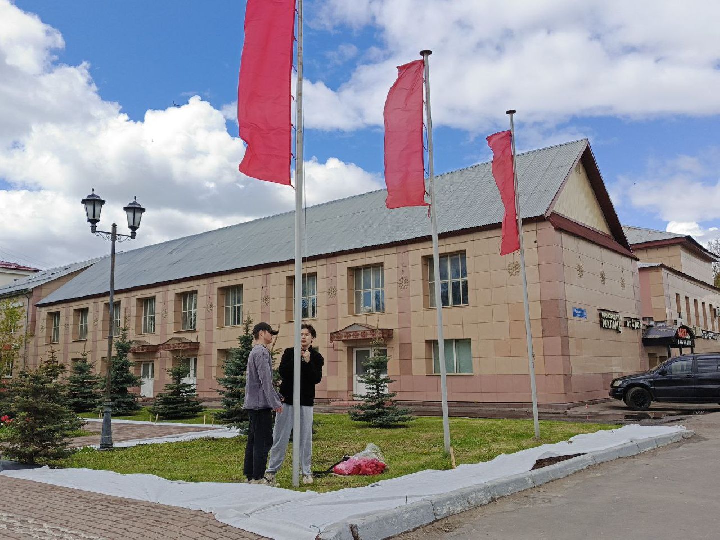 Солнечногорск, 9 мая, подготовка к празднику, советская площадь, день победы,