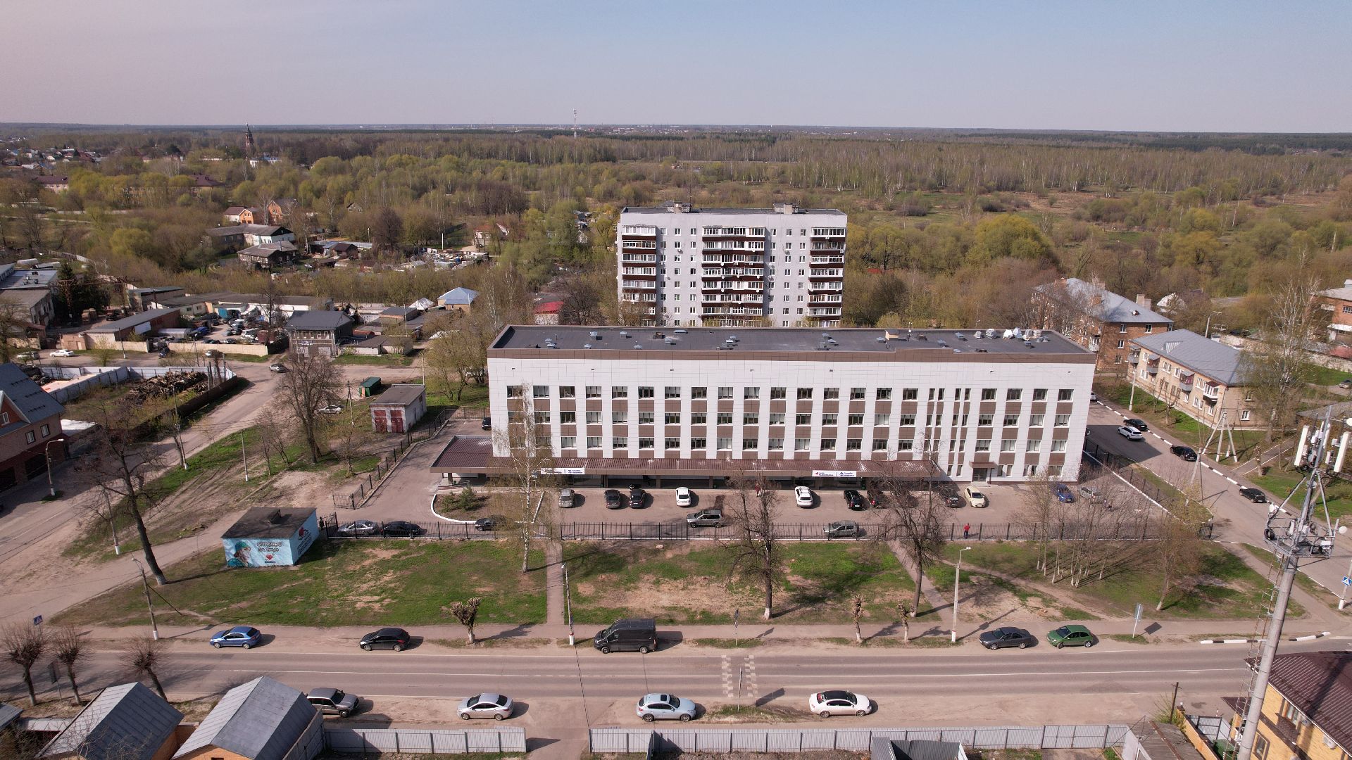 видео с коптера, поликлиника,