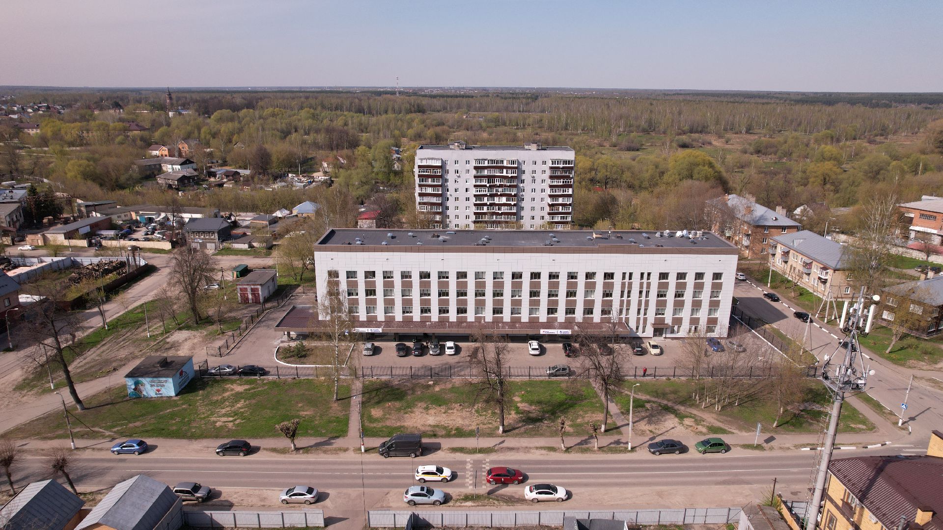 видео с коптера, поликлиника,