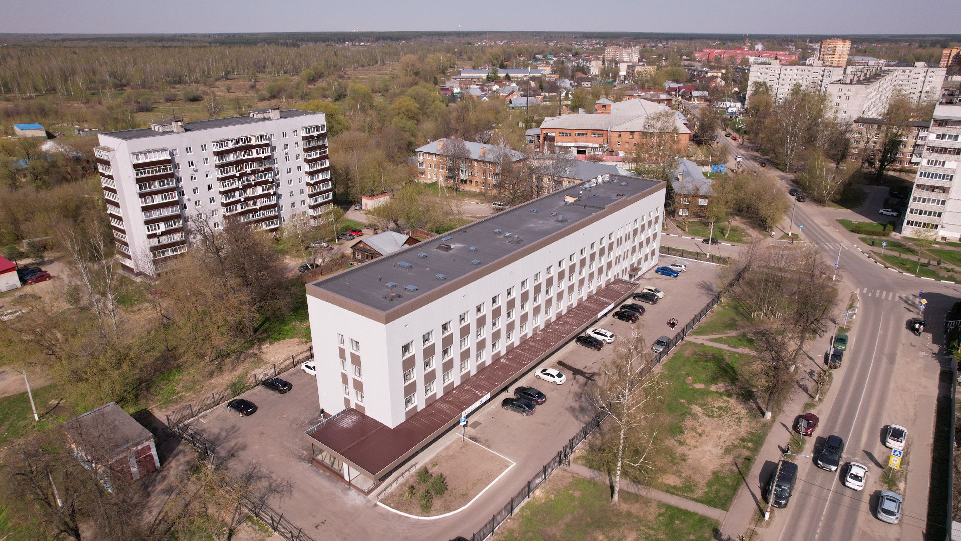 видео с коптера, поликлиника,