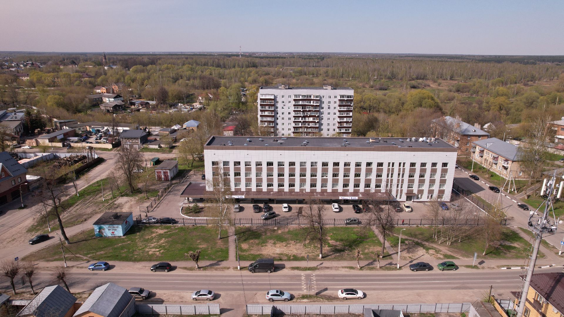 видео с коптера, поликлиника,