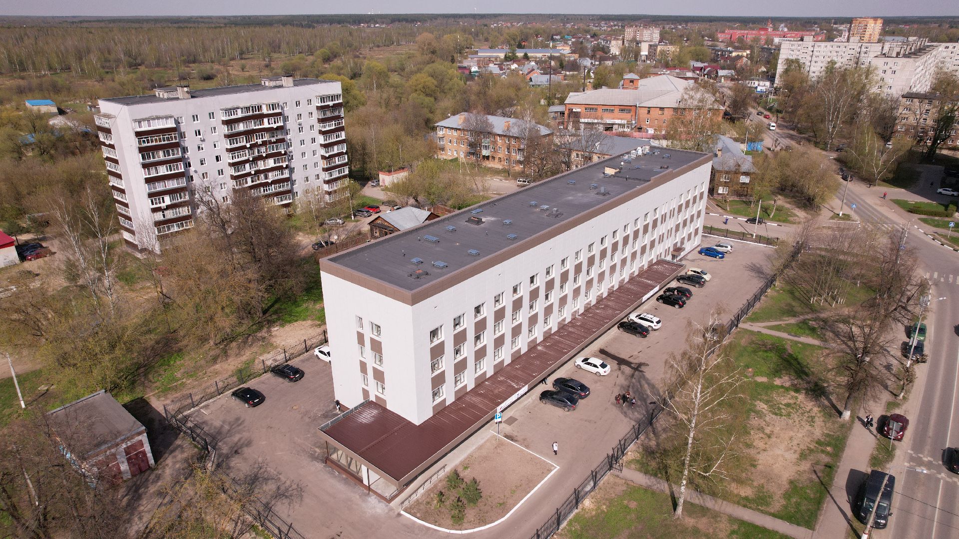 видео с коптера, поликлиника,