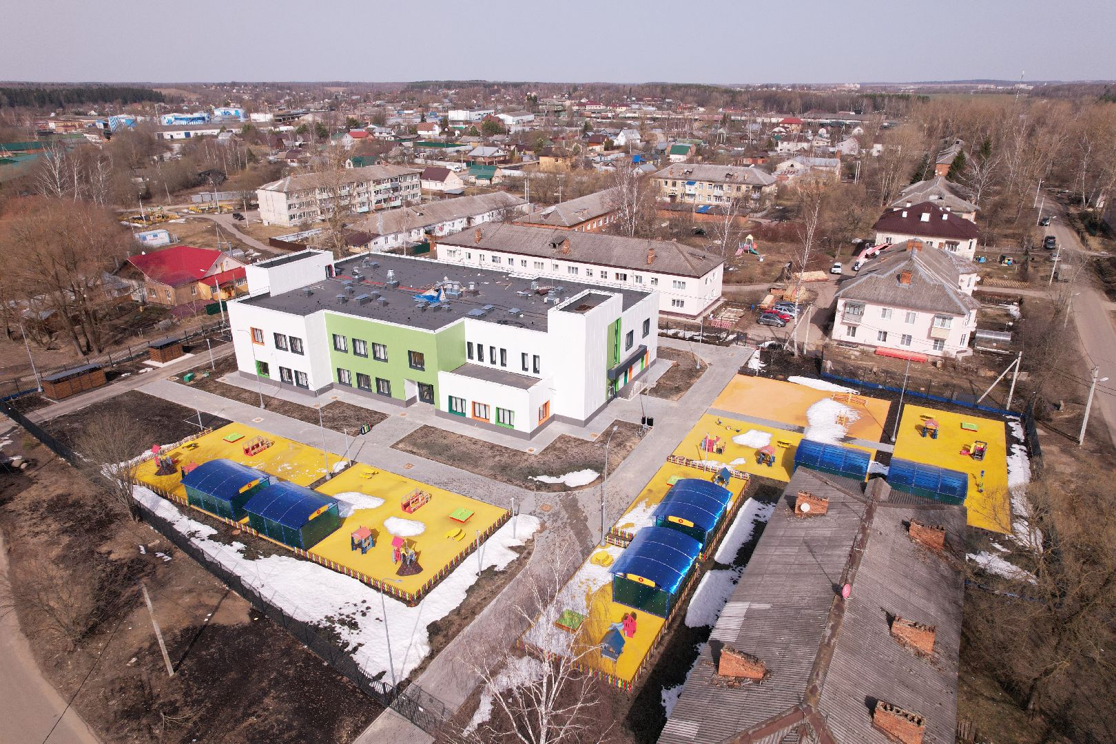 видео с коптера, волоколамск, детский сад,