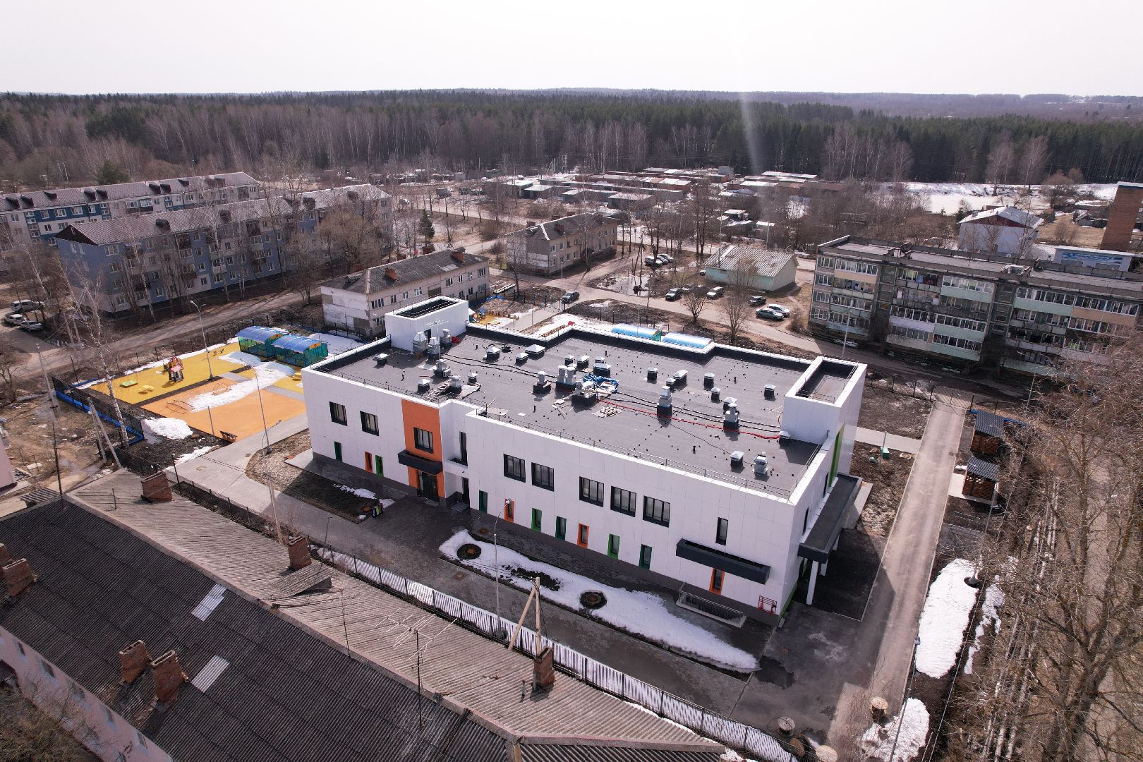 видео с коптера, волоколамск, детский сад,