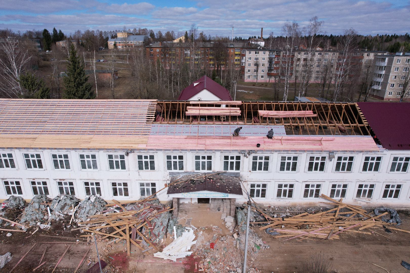 видео с коптера, истра, школа,