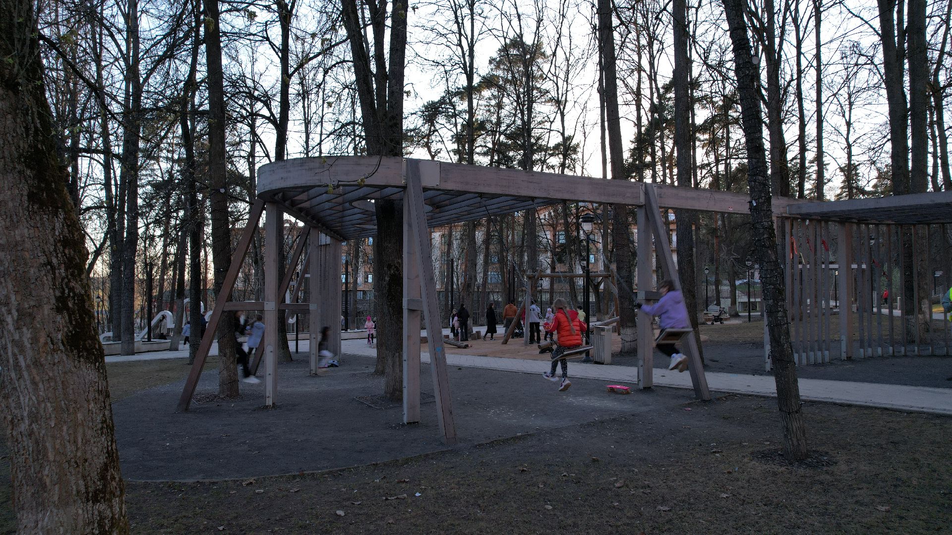 видео с коптера, звенигород, парк,