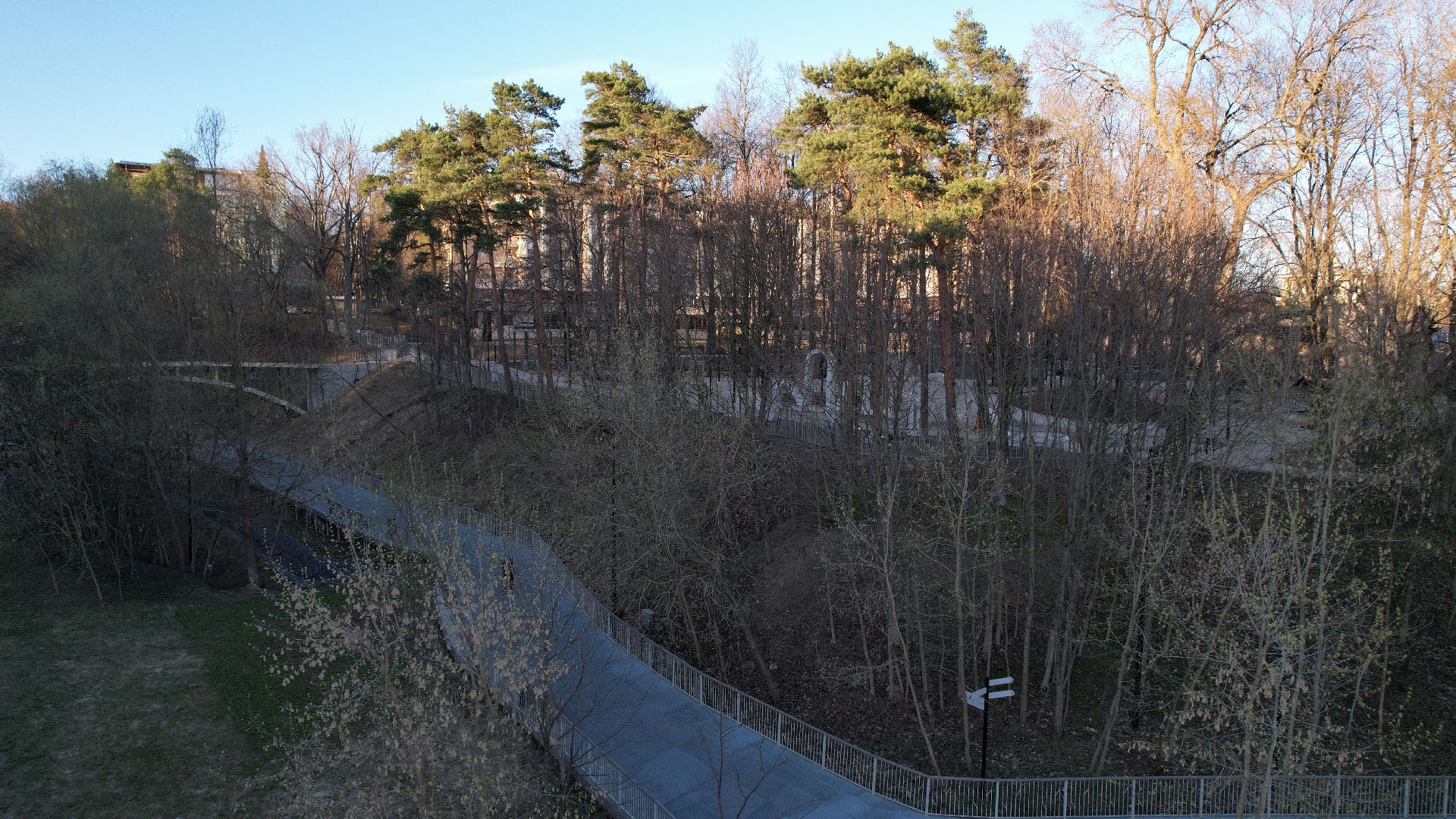 видео с коптера, звенигород, парк,