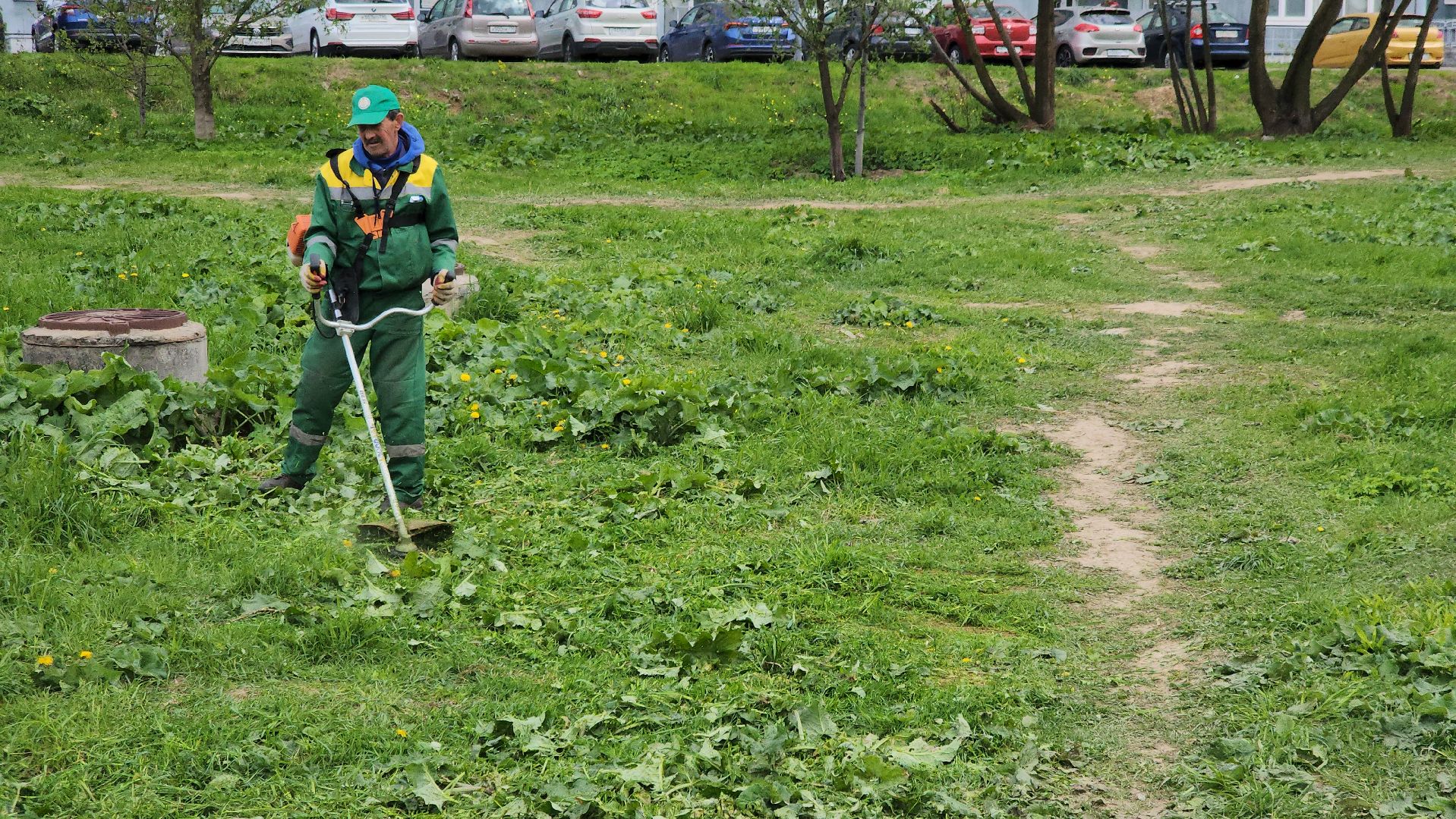 долгопрудный, коммунальная техника, покос травы, мбу благоустройство, Новый бульвар,