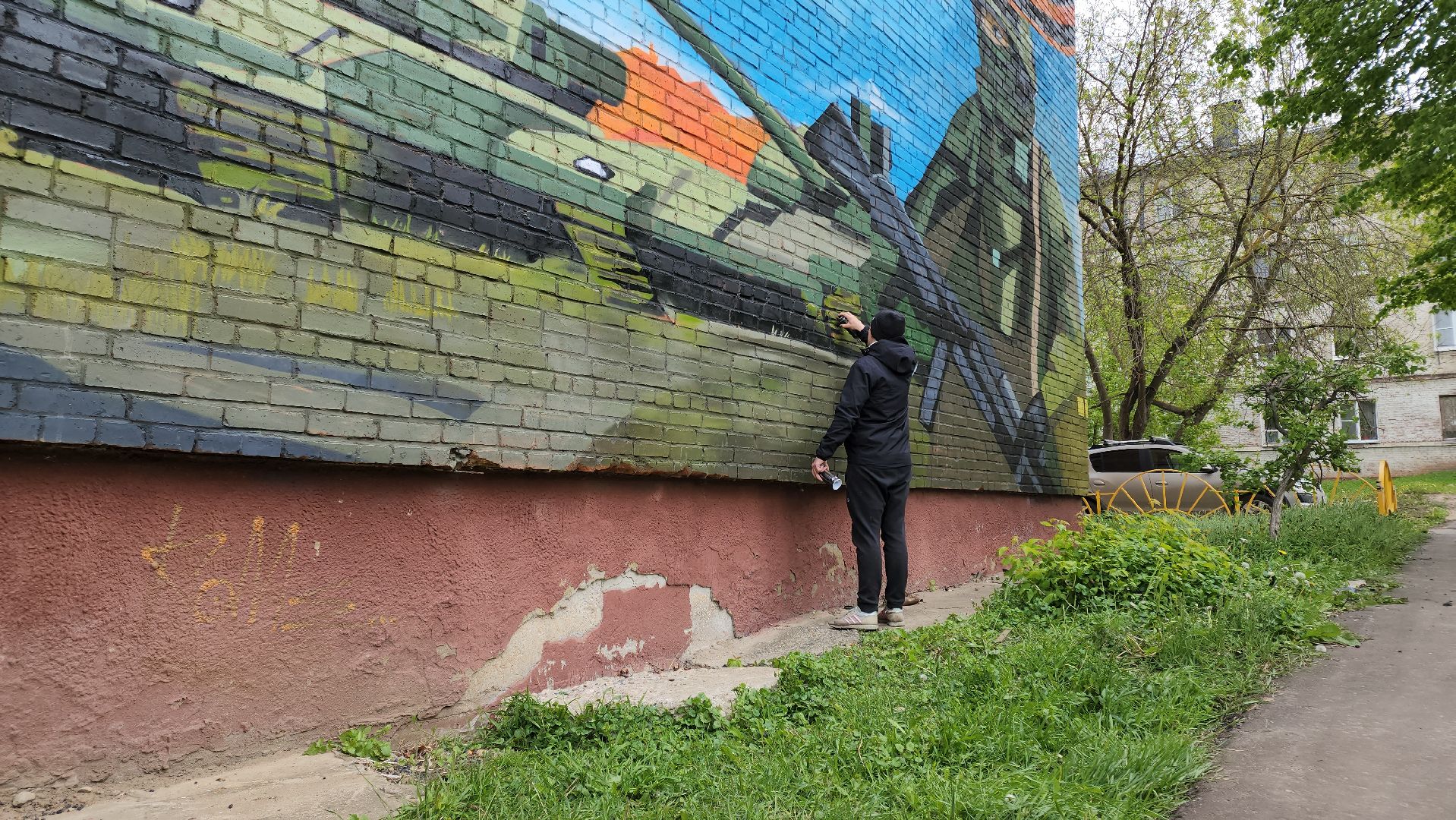 кашира, мурал, граффити, стрит-арт, сво, герои сво, защитники отечества, ангелы за моим плечом,