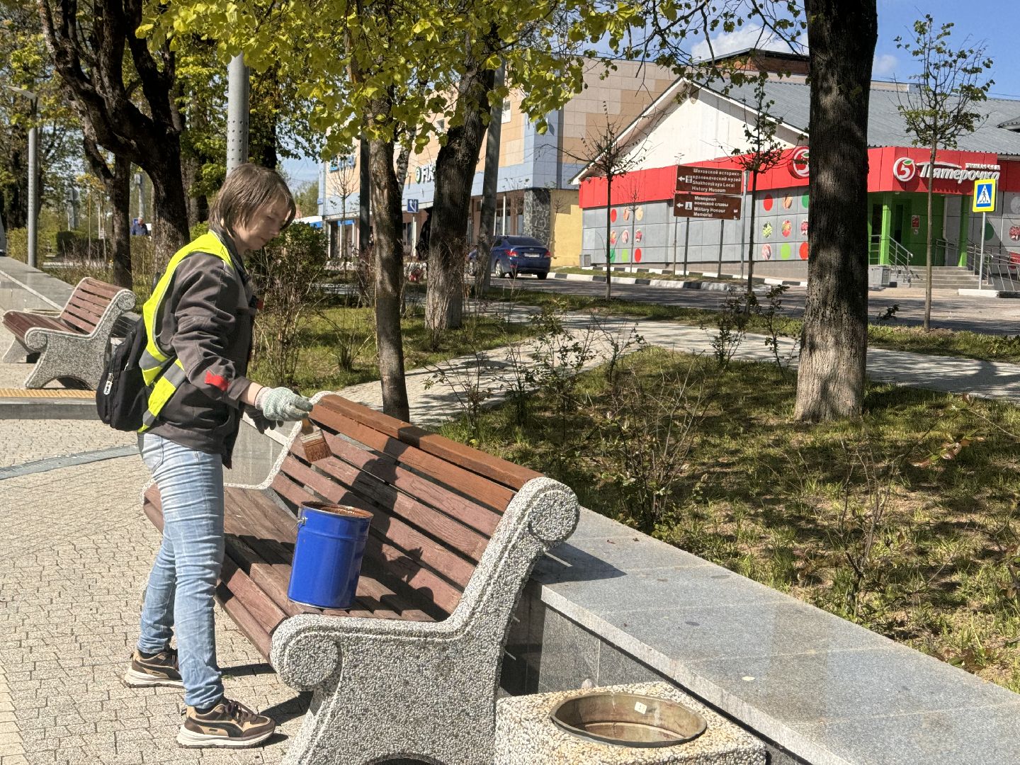 окрашено, благоуйстройство, шаховская, покраска, лавочки,