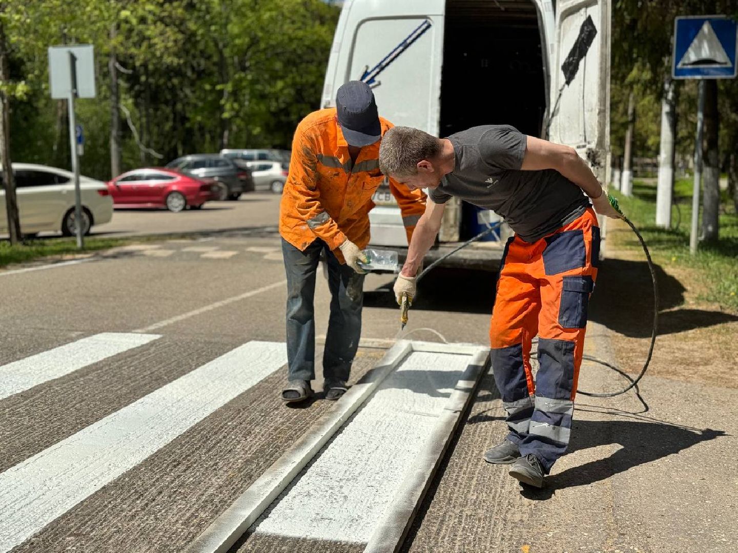 обновление разметки, восход, ремонт дорог,