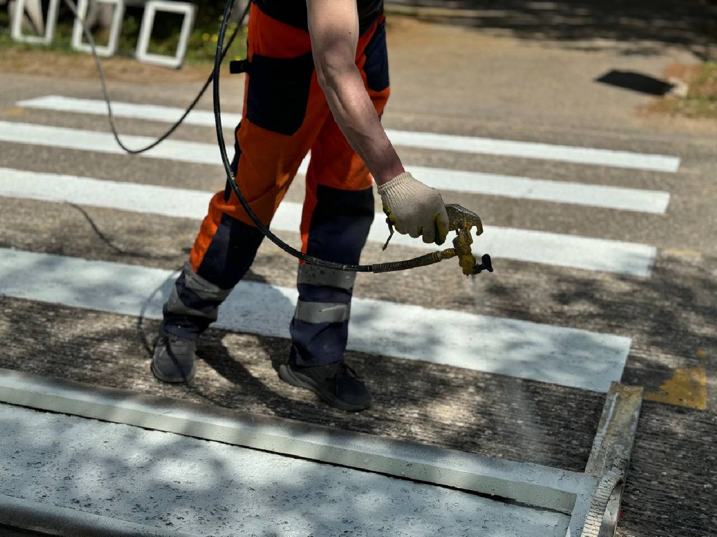обновление разметки, восход, ремонт дорог,