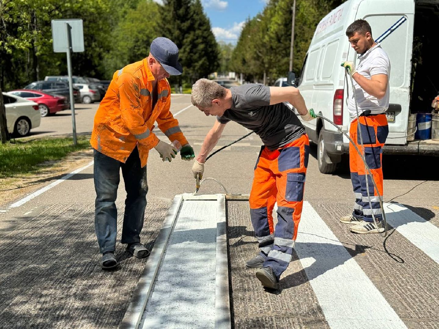 обновление разметки, восход, ремонт дорог,