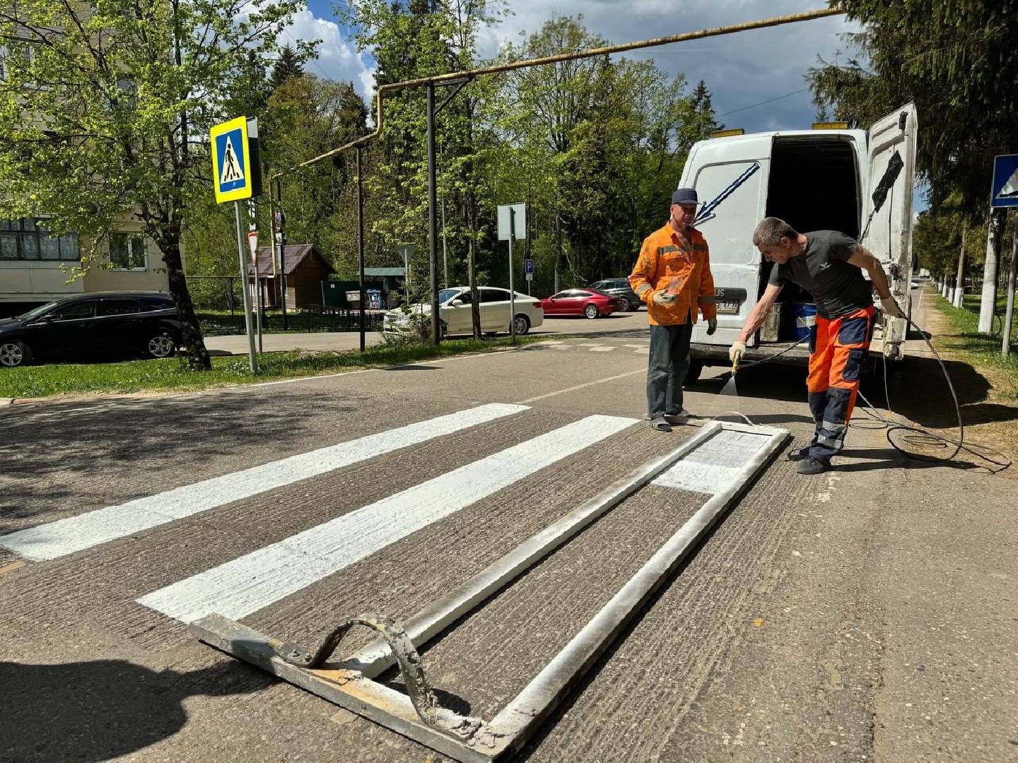 обновление разметки, восход, ремонт дорог,