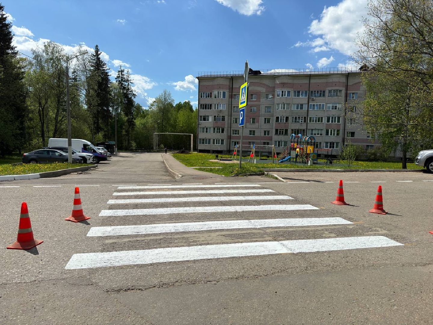 обновление разметки, восход, ремонт дорог,