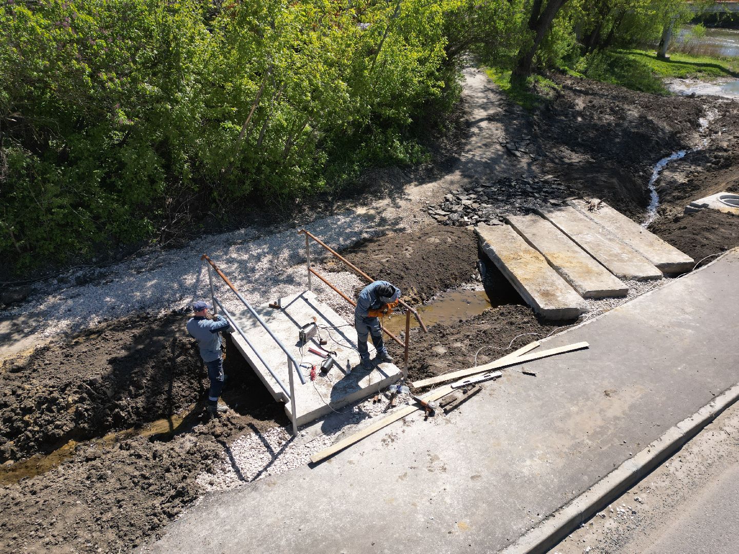 видео с коптера, мост, серебряные пруды,
