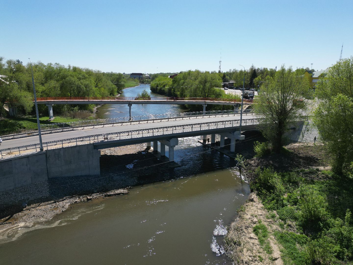 видео с коптера, мост, серебряные пруды,
