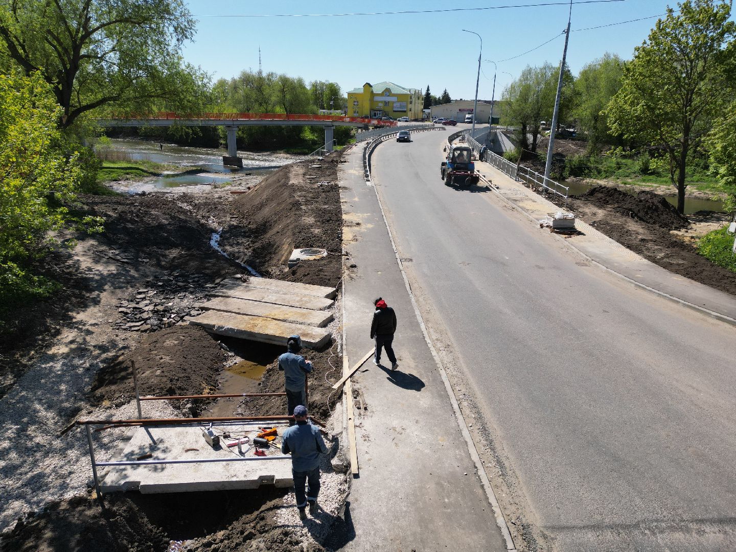 видео с коптера, мост, серебряные пруды,