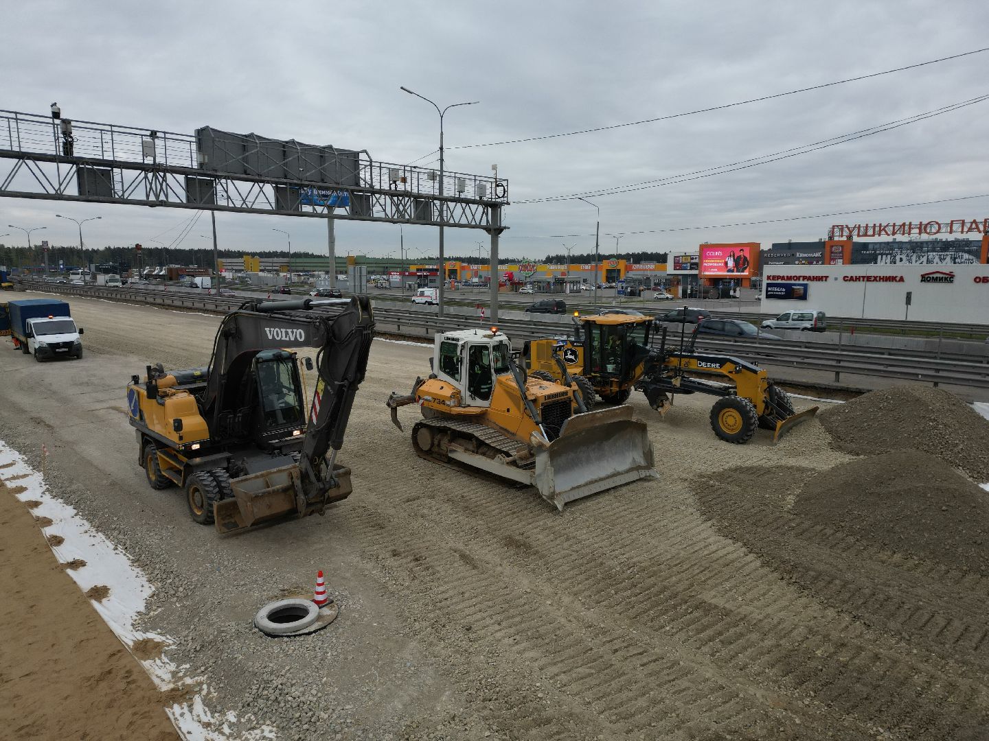 видео с коптера, шоссе, пушкинский,
