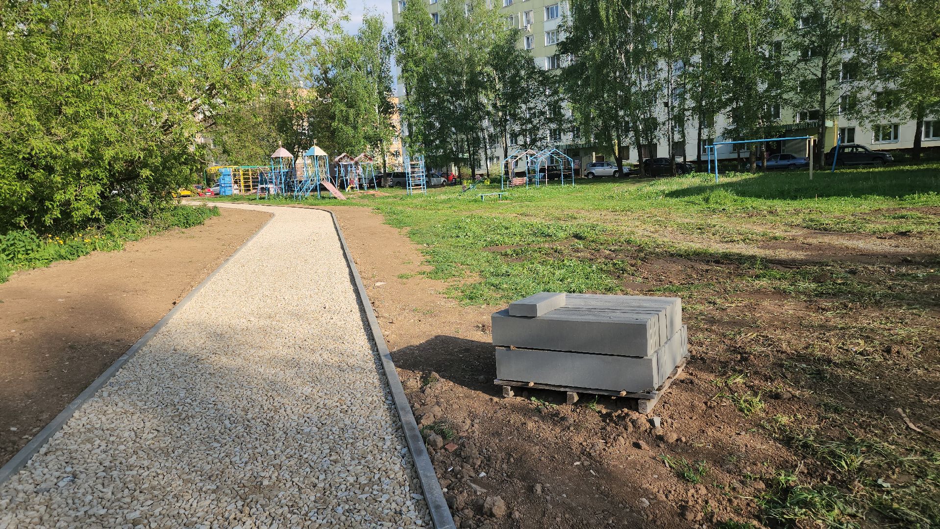 долгопрудный, благоустровйство, народные тропы, дорожки, поребрик, Дунькина деревня,