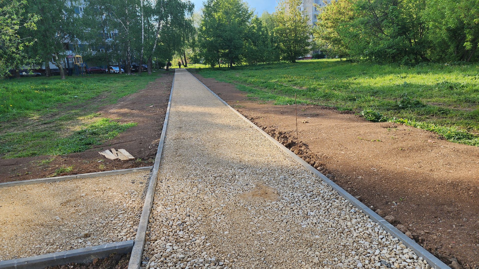 долгопрудный, благоустровйство, народные тропы, дорожки, поребрик, Дунькина деревня,