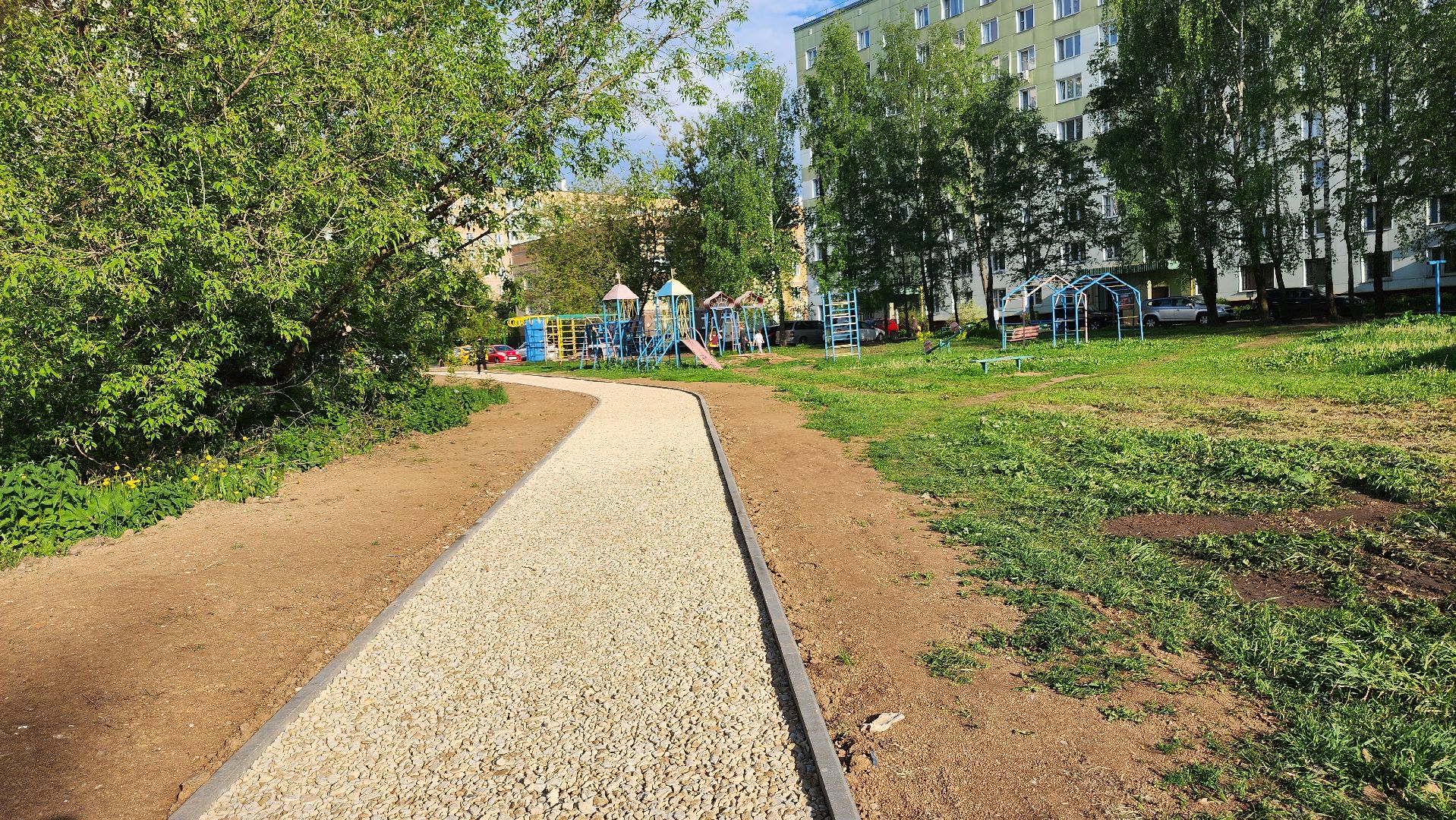 долгопрудный, благоустровйство, народные тропы, дорожки, поребрик, Дунькина деревня,