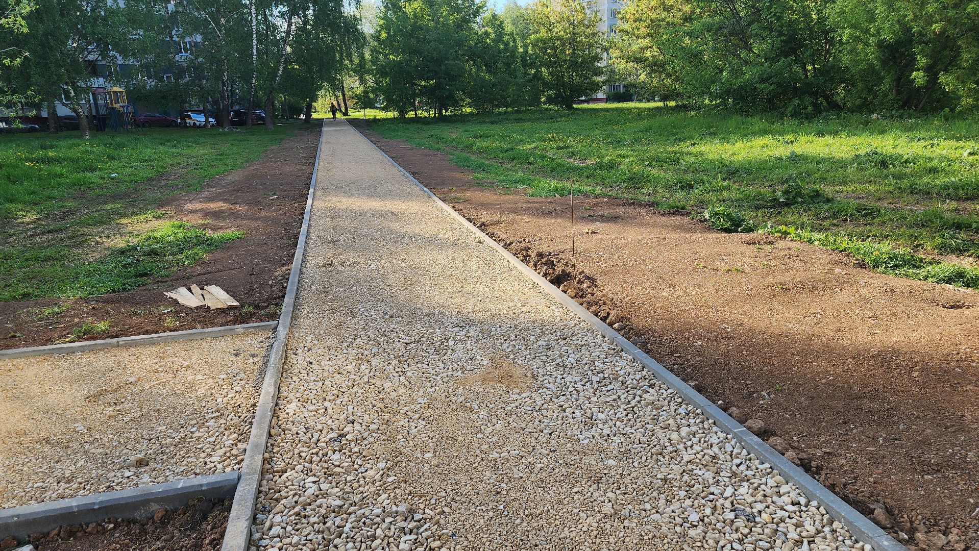 долгопрудный, благоустровйство, народные тропы, дорожки, поребрик, Дунькина деревня,