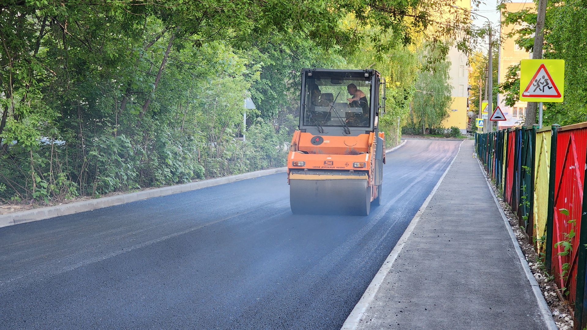 кашира, новокаширская, ремонт дороги, бордюры, тротуар, дорожная разметка, знаки,