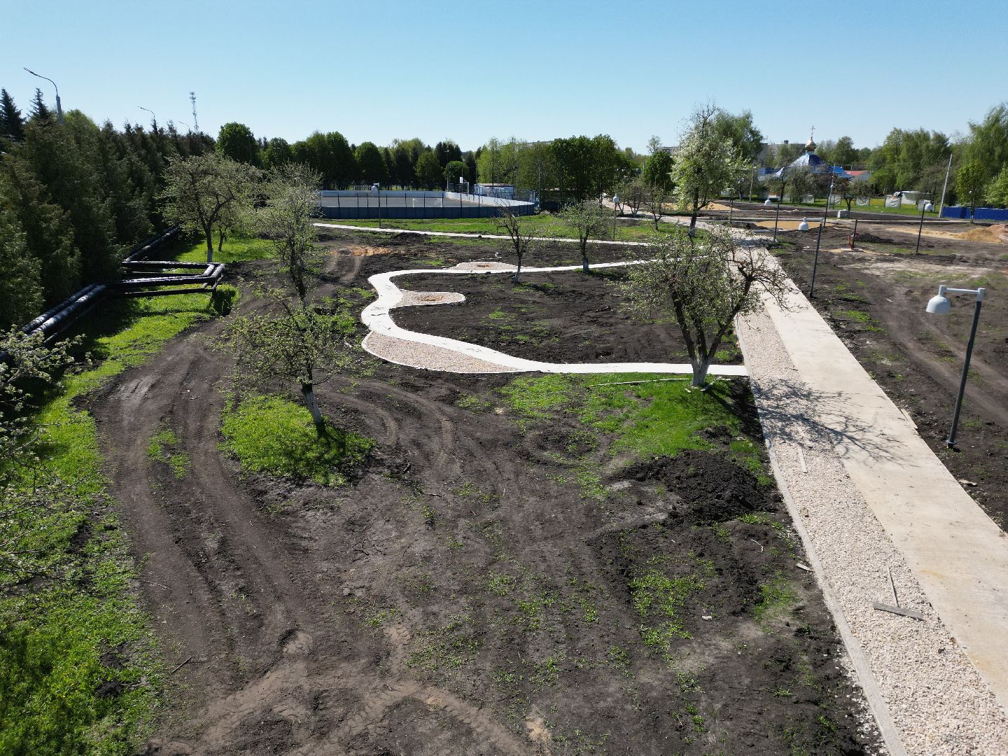 видео с коптера, парк, серебряные пруды,