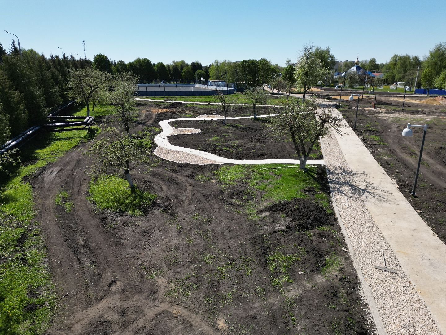 видео с коптера, парк, серебряные пруды,