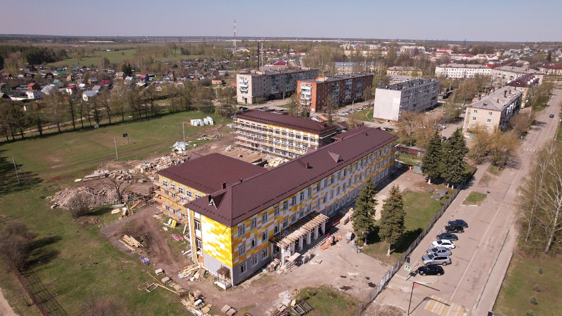 видео с коптера, школа, павловский посад,