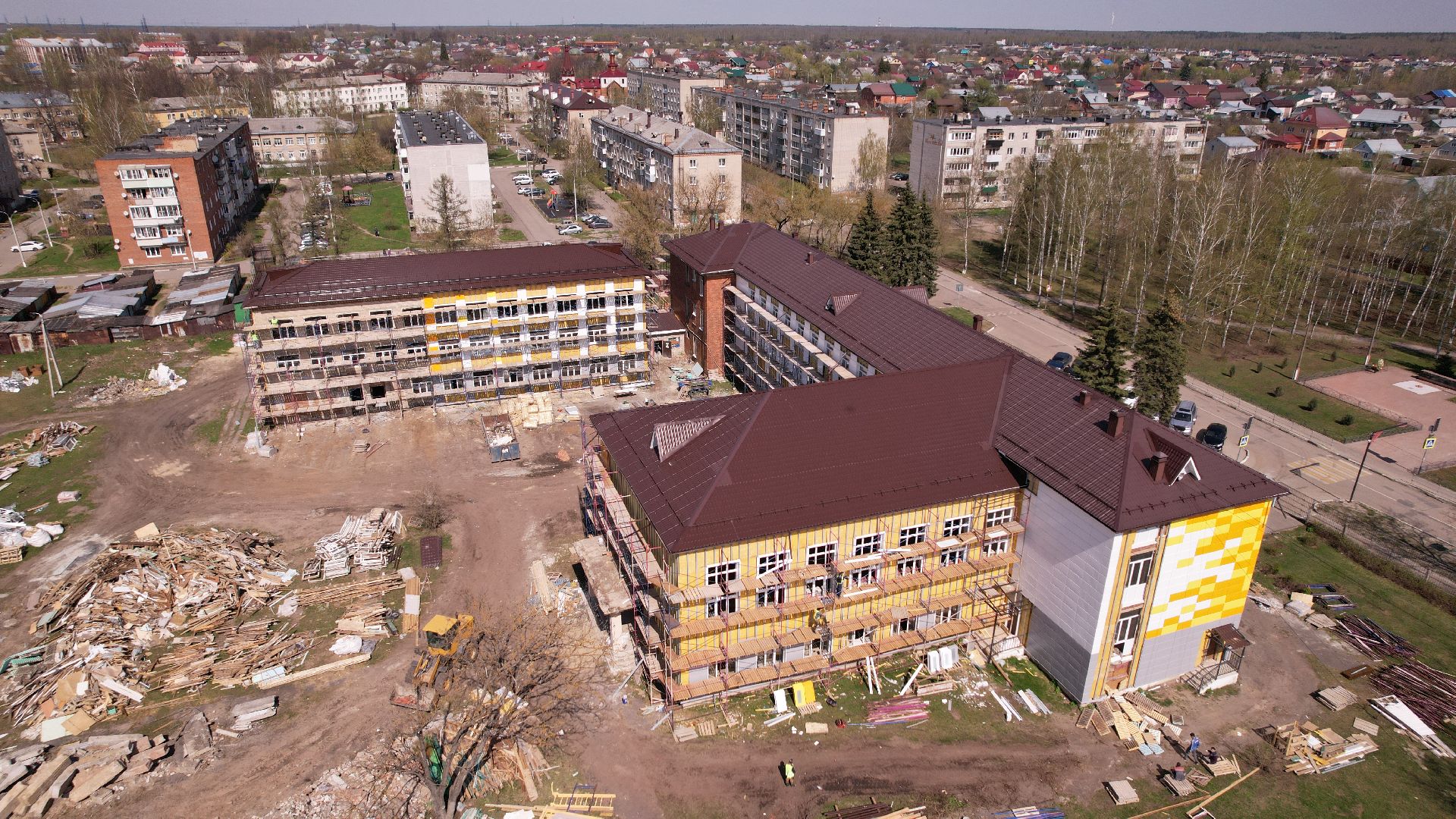 видео с коптера, школа, павловский посад,