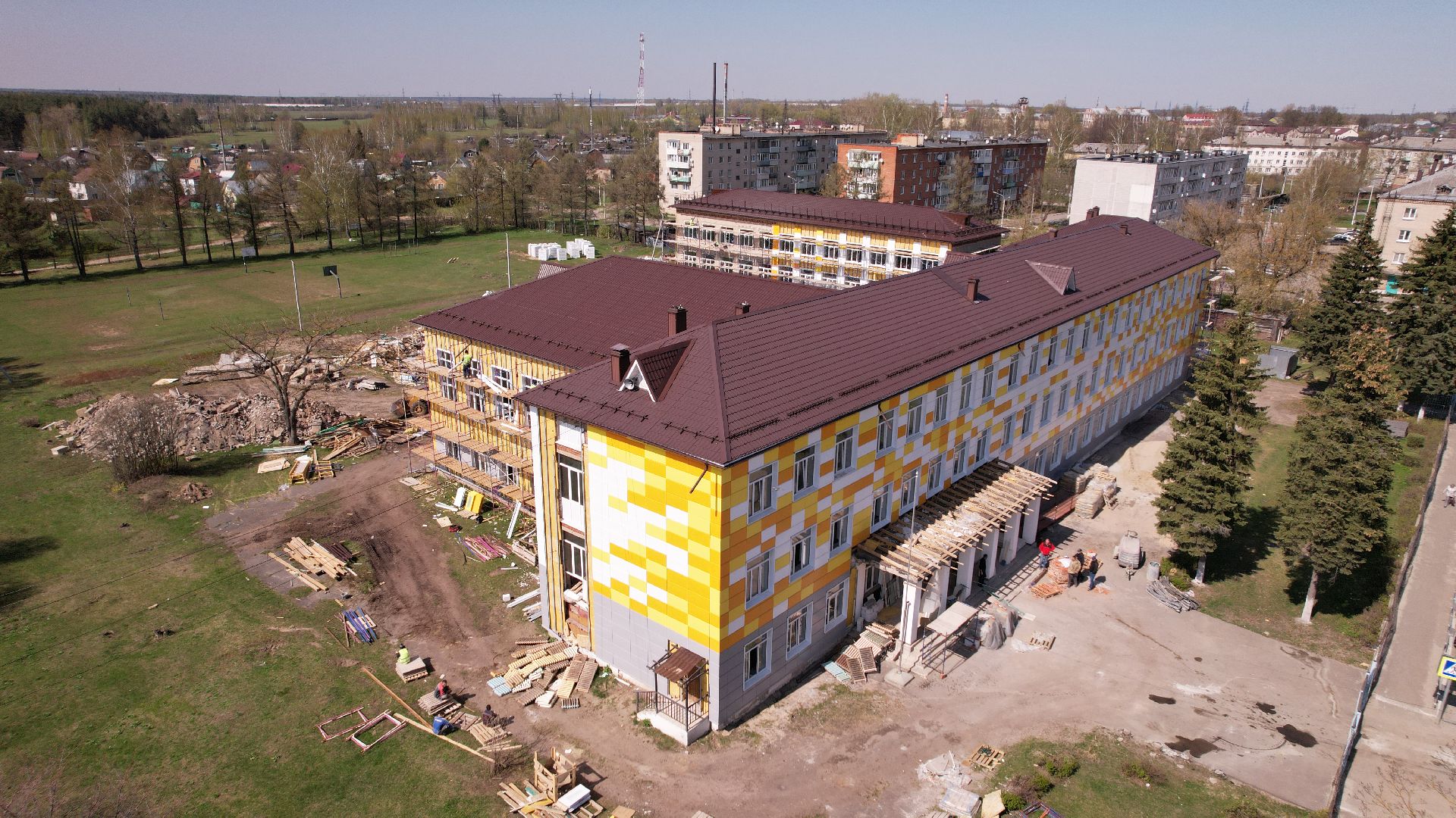 видео с коптера, школа, павловский посад,