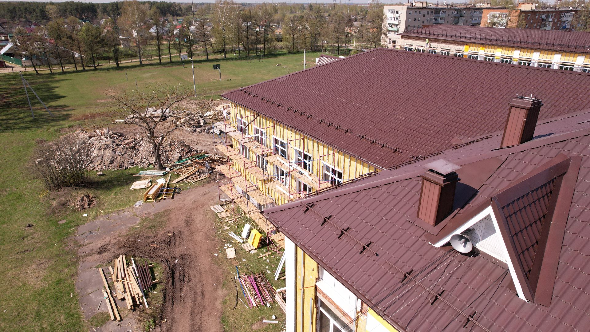 видео с коптера, школа, павловский посад,