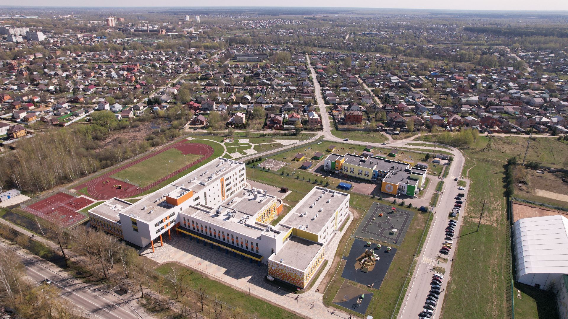 видео с коптера, павлово-посадский городской округ, школа,