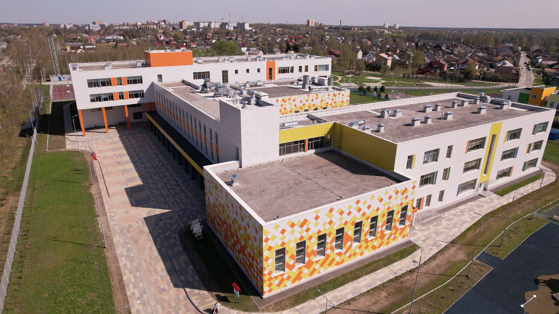 видео с коптера, павлово-посадский городской округ, школа,