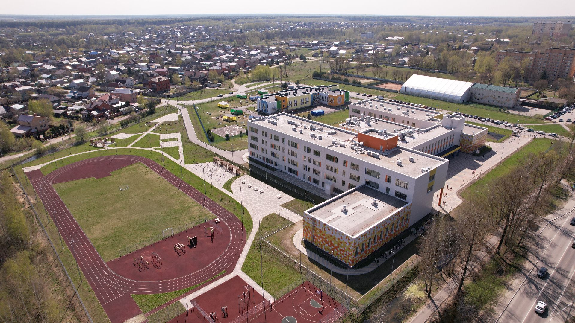 видео с коптера, павлово-посадский городской округ, школа,