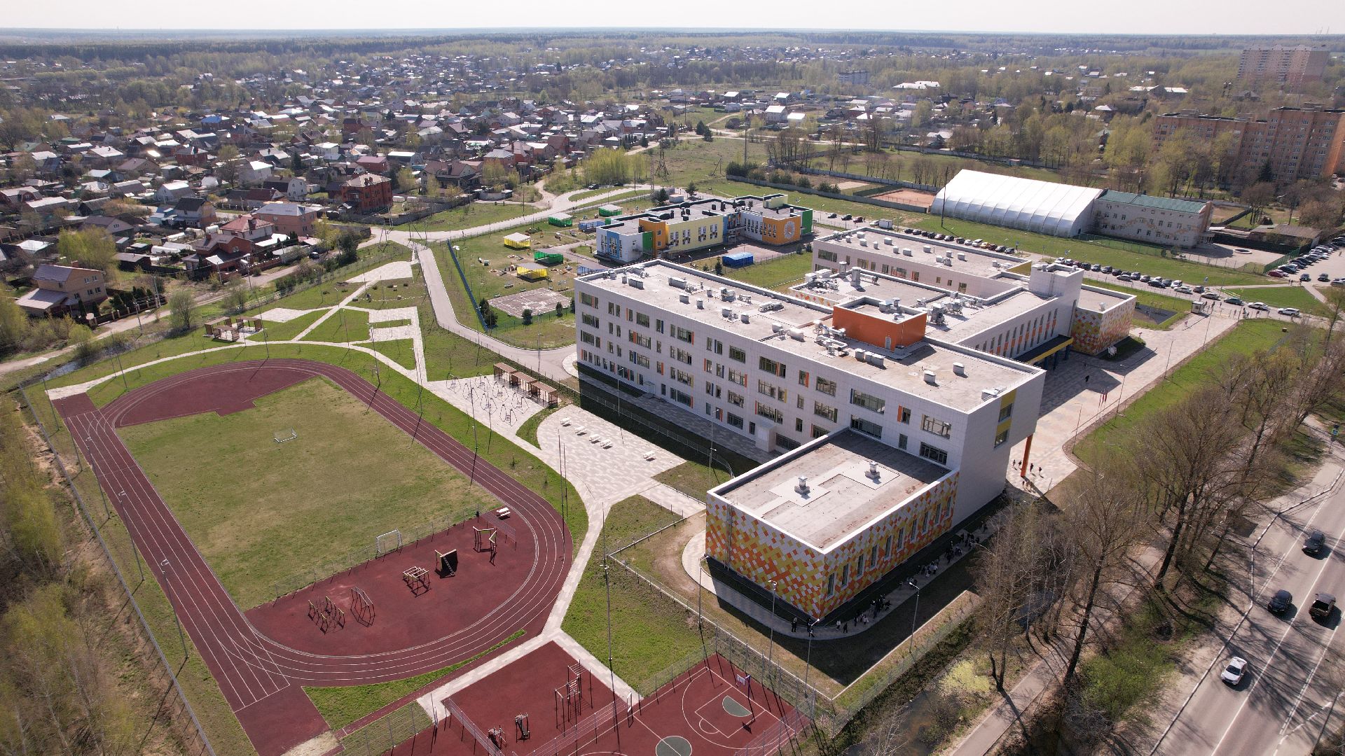 видео с коптера, павлово-посадский городской округ, школа,