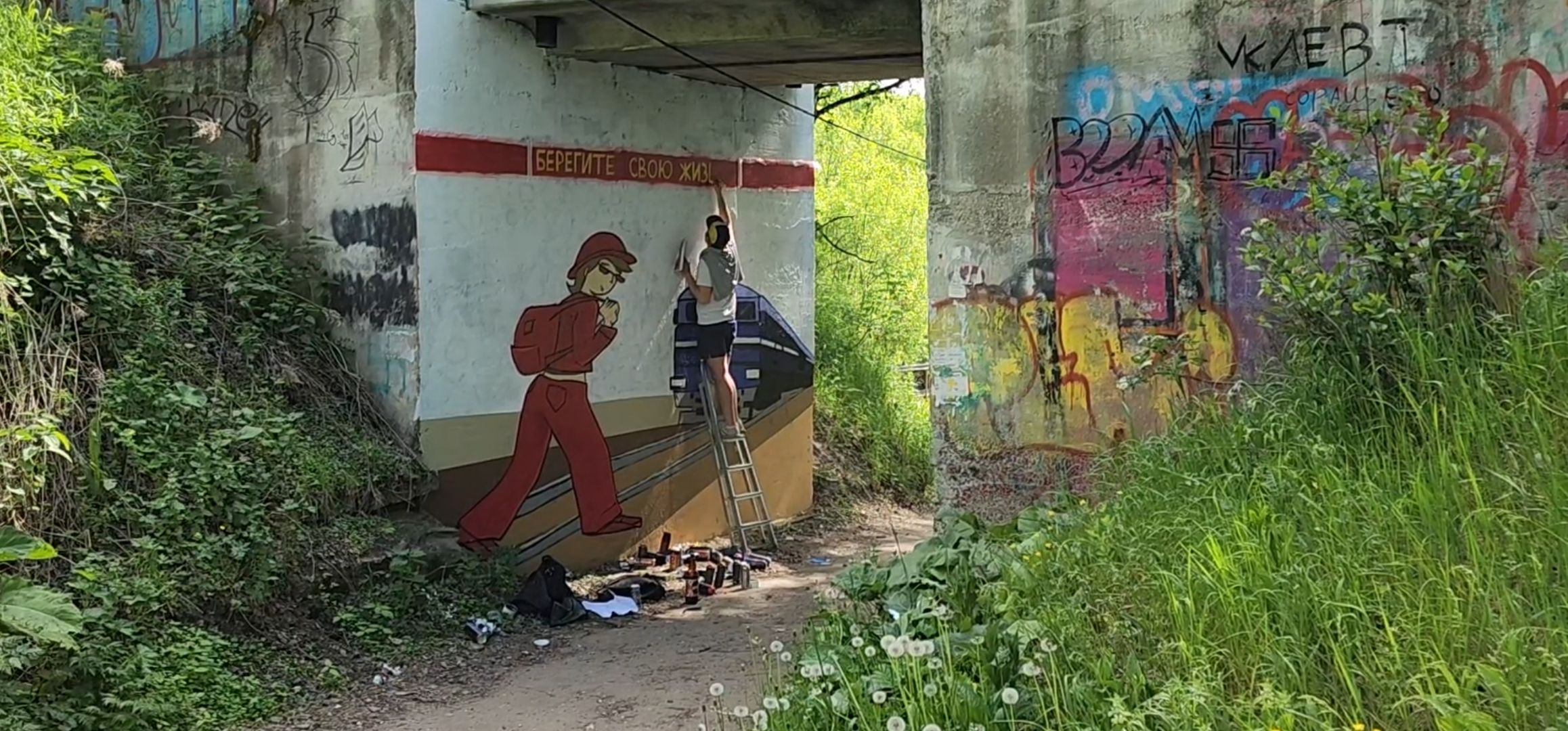 кашира, тесна, железная дорога, безопасность на жд, граффити, жд пути, жд переход,