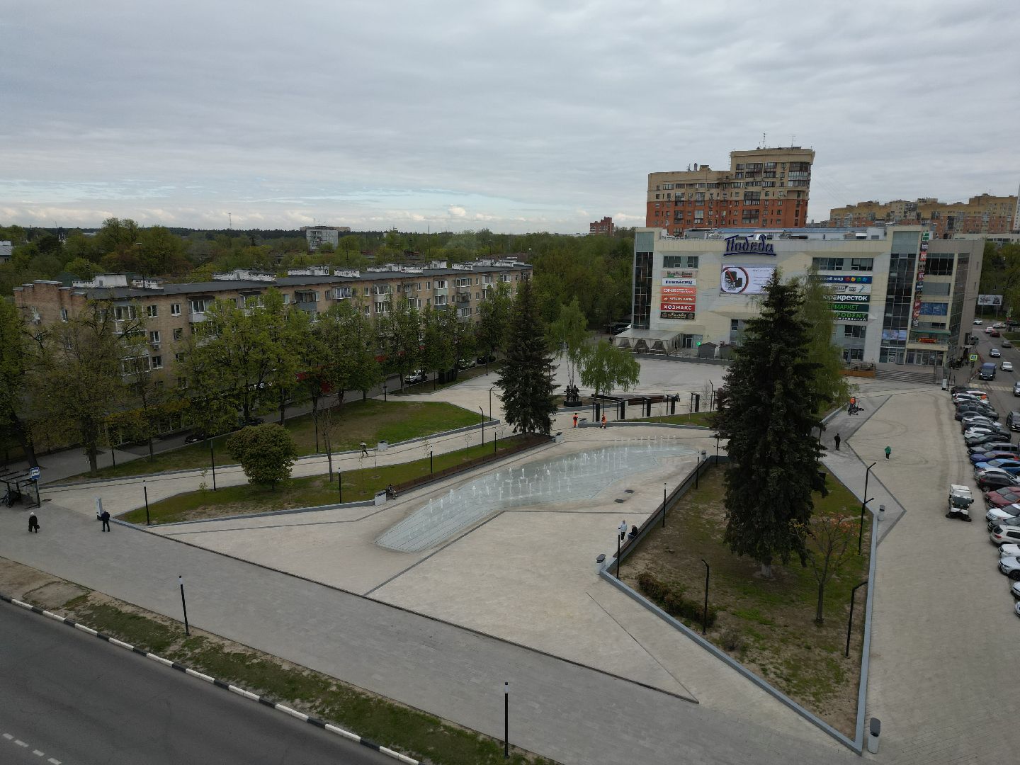 видео с коптера, пушкино, фонтан, благоустройство,