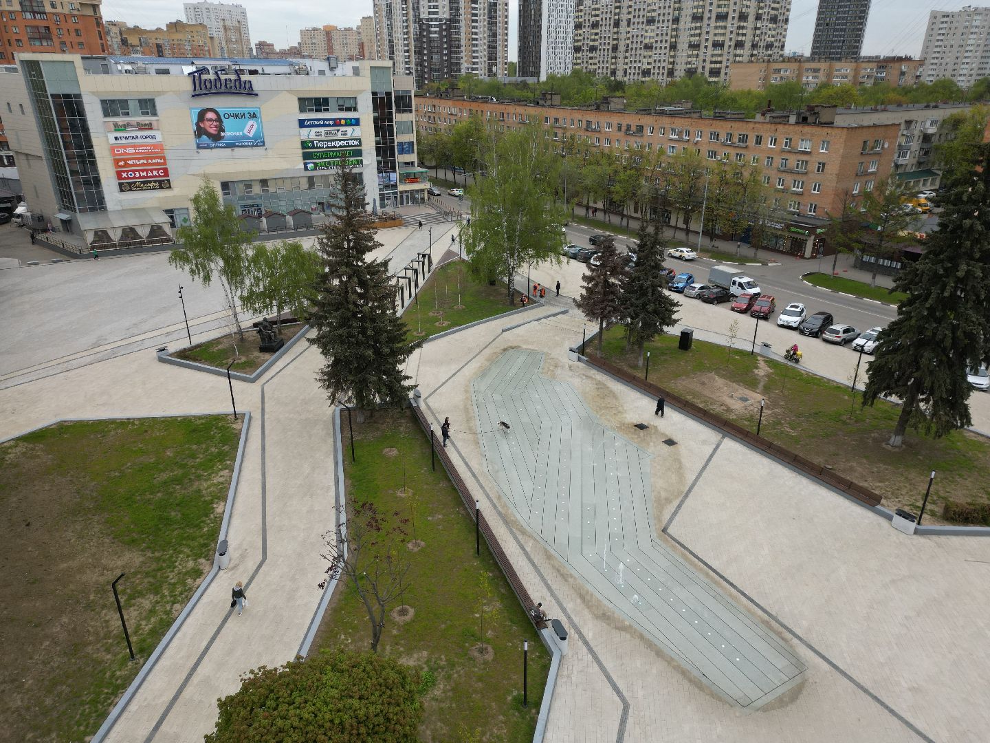 видео с коптера, пушкино, фонтан, благоустройство,