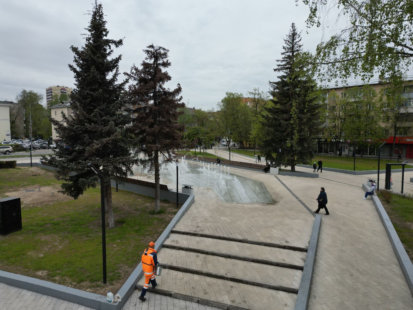 видео с коптера, пушкино, фонтан, благоустройство,