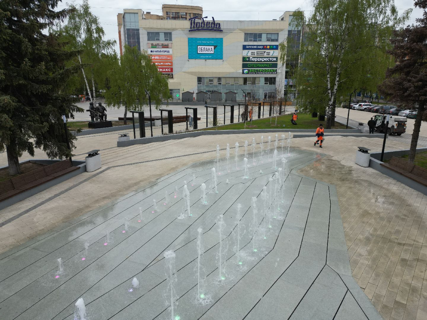 видео с коптера, пушкино, фонтан, благоустройство,